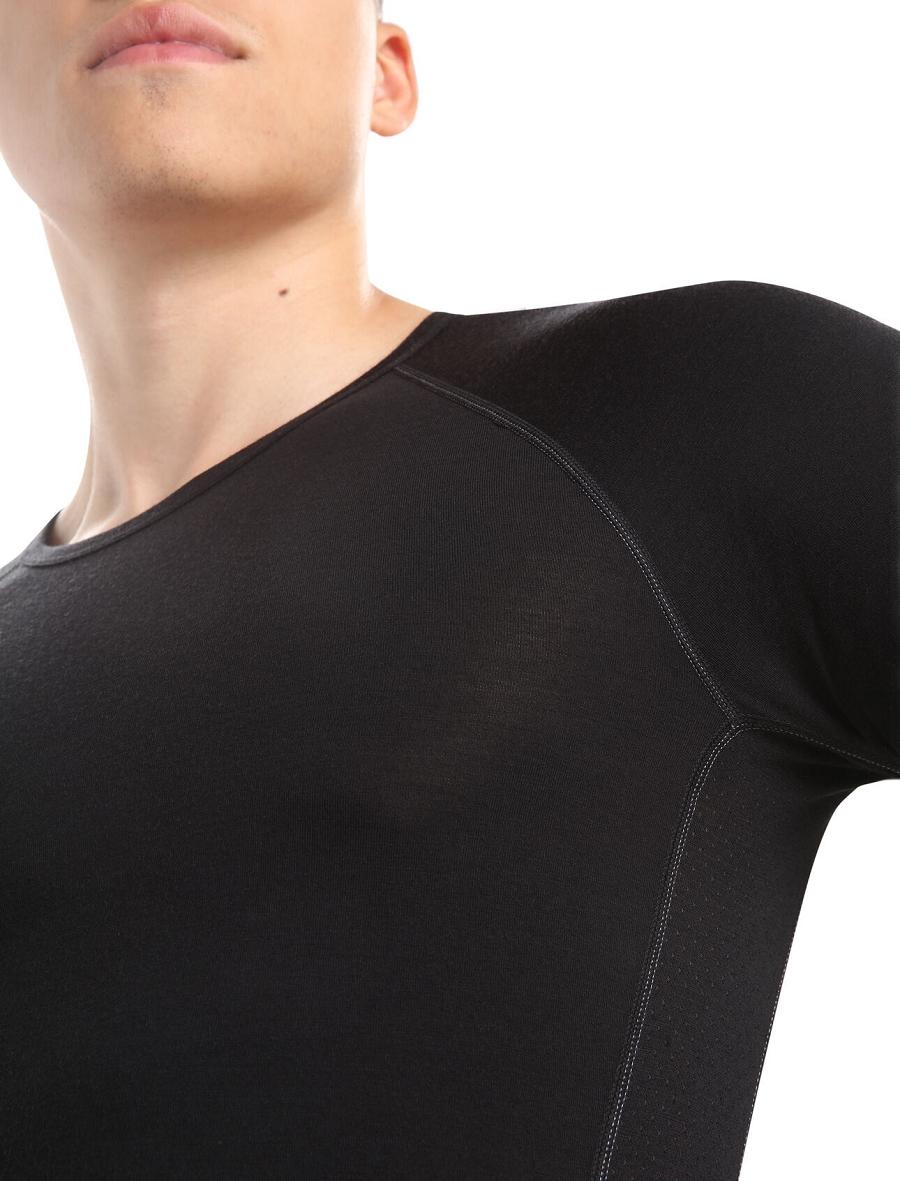 Icebreaker BodyfitZone™ Merino 150 Zone Long Sleeve Crewe Thermal Top Férfi Base Layers Fekete | HU 1363TCEV